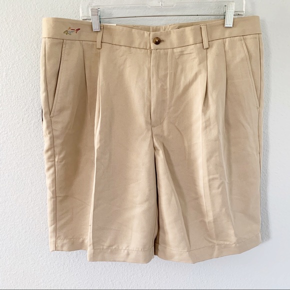 Nwt Greg Norman Tan Pleated Golf Shorts 